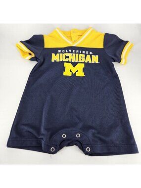 University Michigan Wolverines Romper One-piece Infant Baby Boys 12M Blue NCAA
